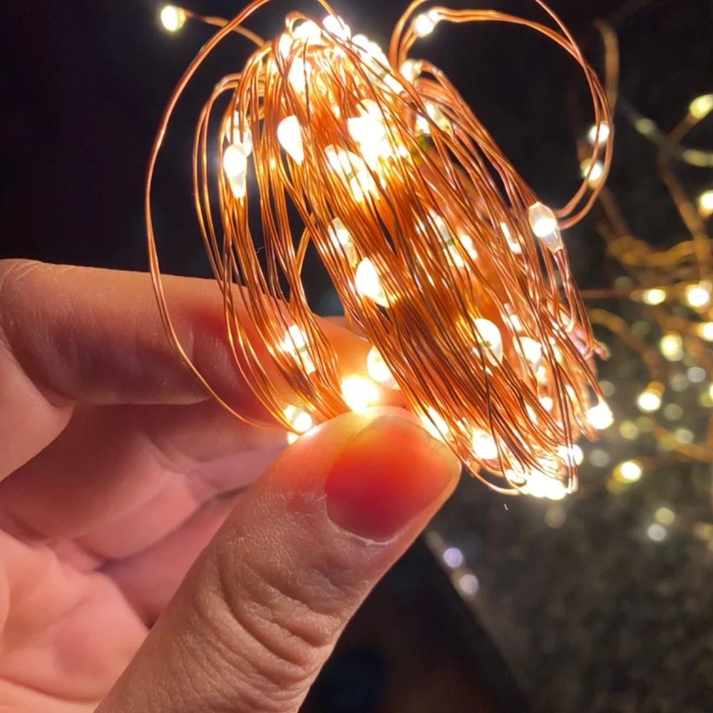 33’ long 100 bulb warm light LED USB string lights Copper wire Twinkle lights